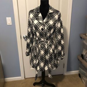 Lun Black & White Dress Coat Jacket L